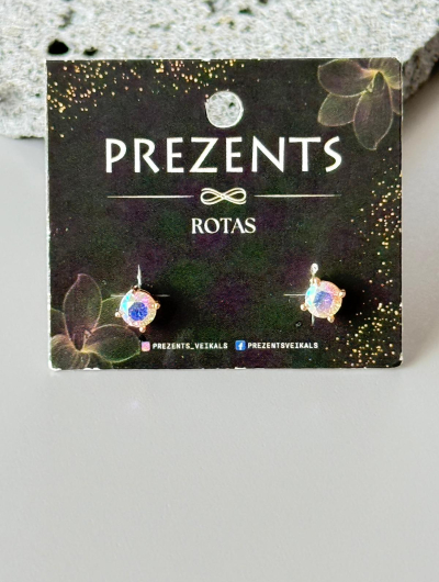 Nagliņas auskari ar opāla efektu kristālu